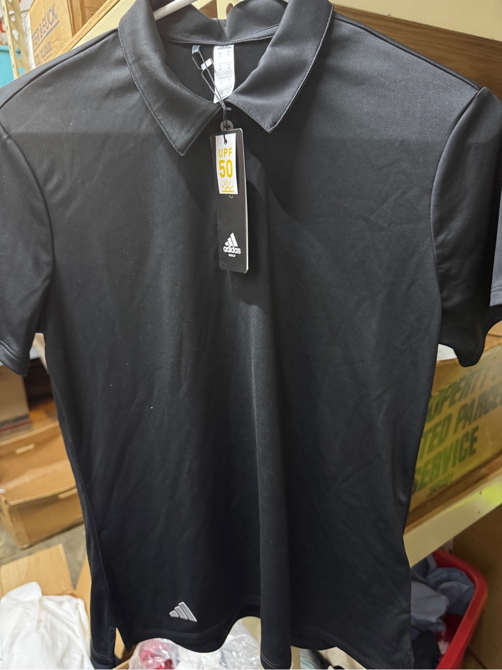 Adidas ladies Black Performance Polo - UPF 50. New! Size Medium
